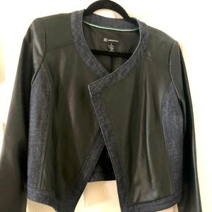 Denim and faux leather jacket